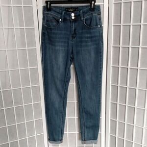 *Indigo Rain Blue Jeans Women's Size 9‎ Juniors Double Button And Zipfly